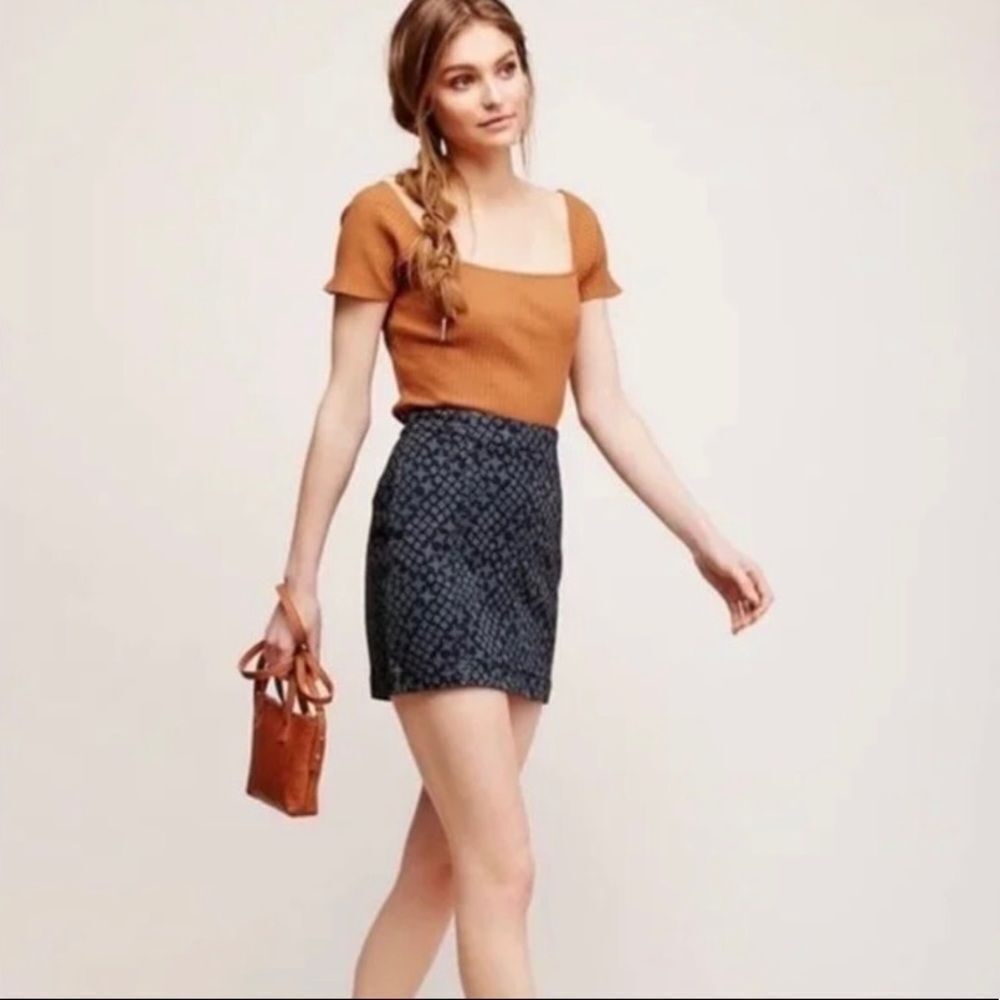 Free People Modern Femme Denim Mini Skirt in Indigo Combo Size 2